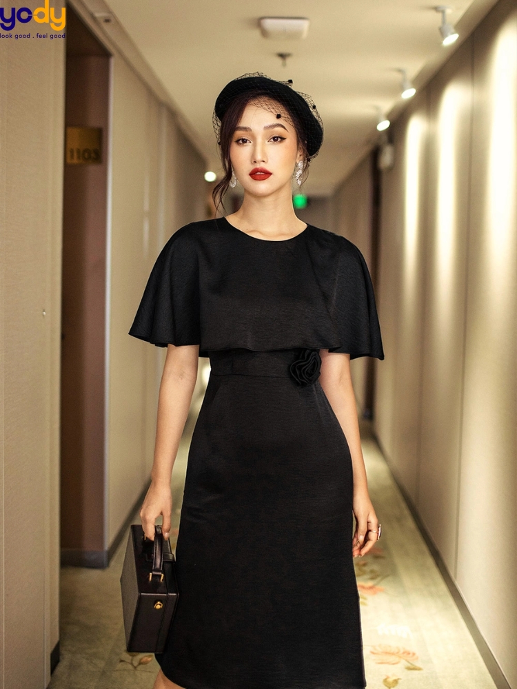 Đầm váy đen chéo vai xẻ tà dự tiệc sang trọng quyến rũ đầm đi tiệc , đi đám  cưới | Shopee Việt Nam