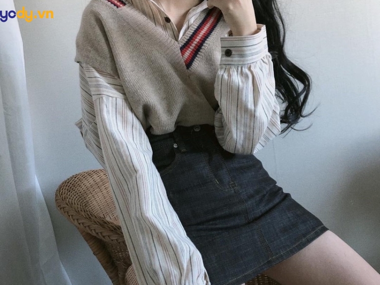 phối áo gile với chân váy