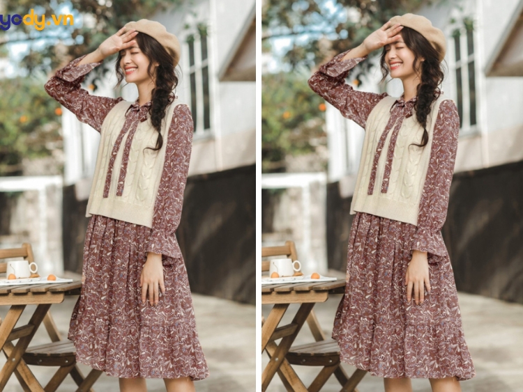 phối áo gile với chân váy