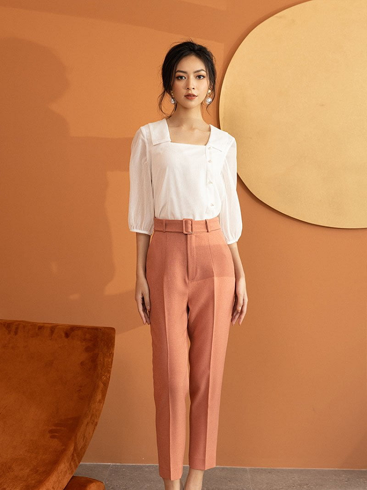 phối đồ với áo cổ vuông