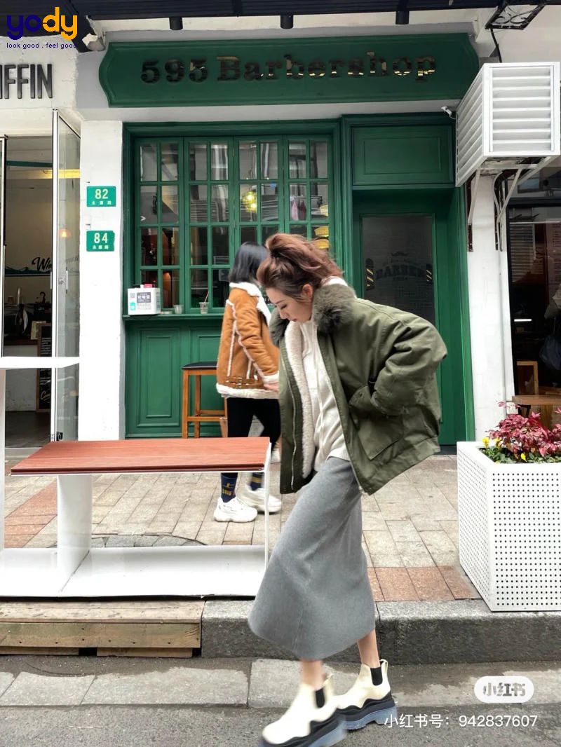 phối đồ với áo parka nữ