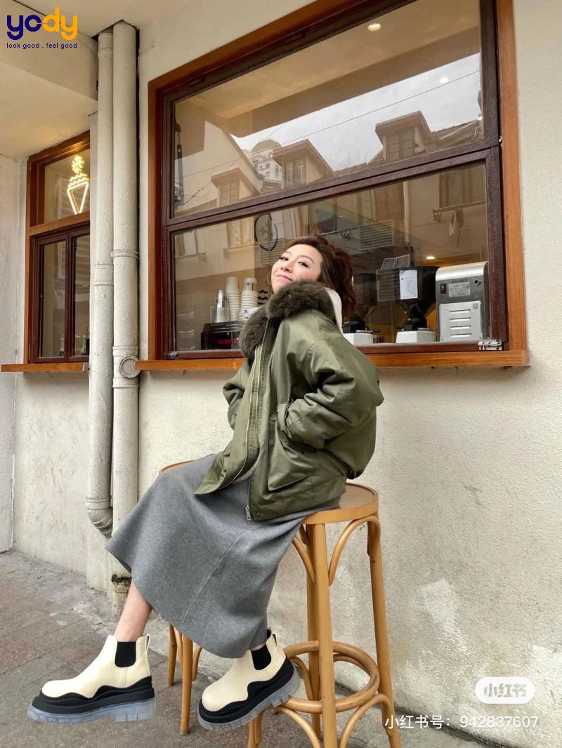 phối đồ với áo parka nữ