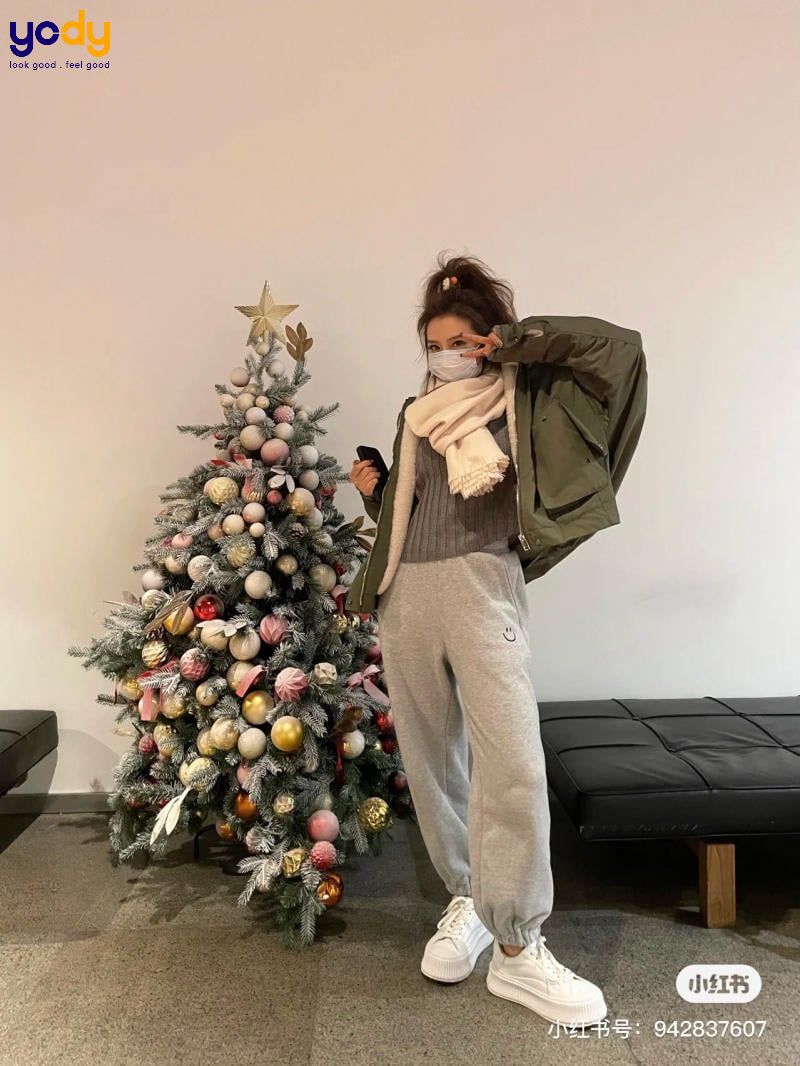 phối đồ với áo parka nữ