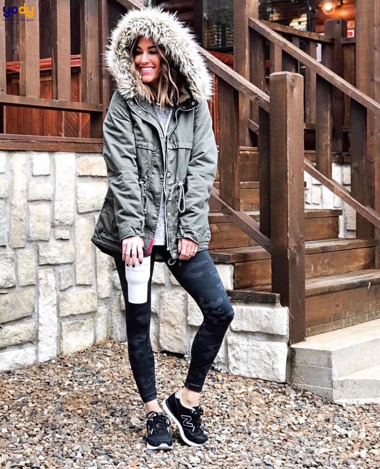 phối đồ với áo parka nữ