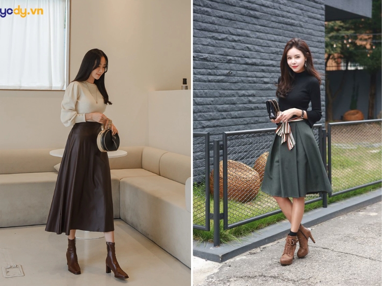 phối đồ với boot cổ ngắn mùa đông