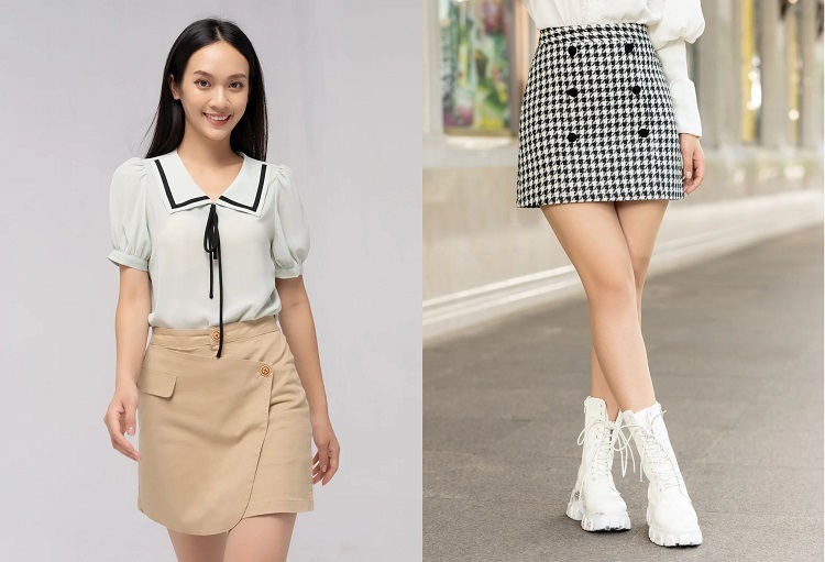 chân váy chữ a phối với áo gì