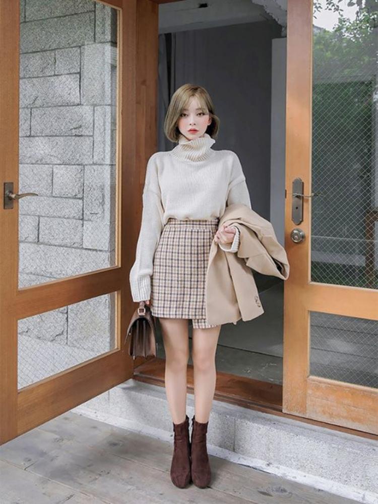 Set Chân Váy Chữ A Dạ Tweed