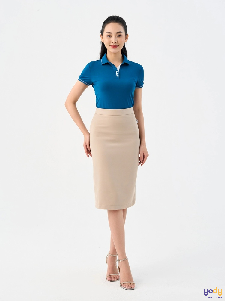 phối đồ với chân váy dài qua gối