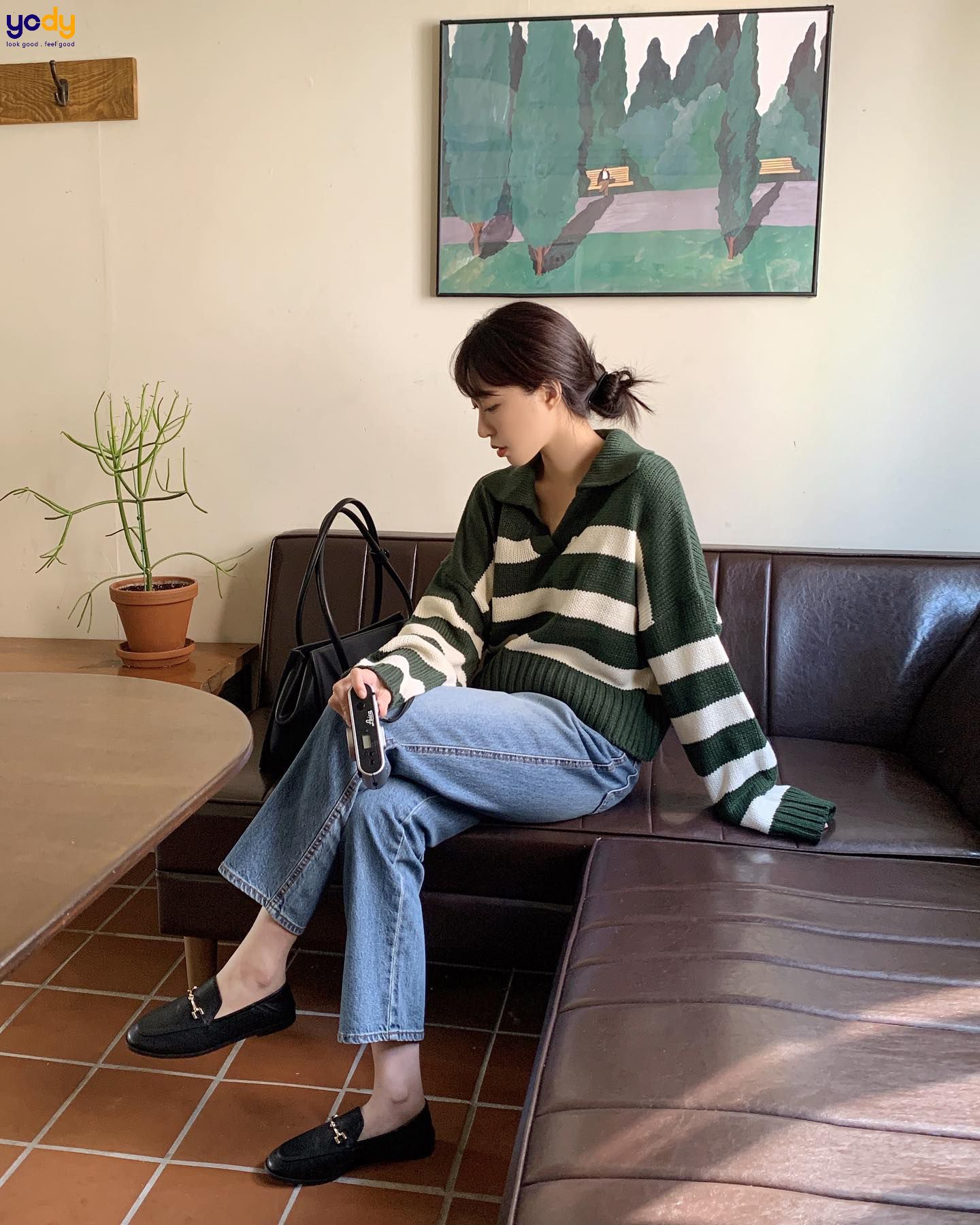 phối đồ với giày loafer nữ