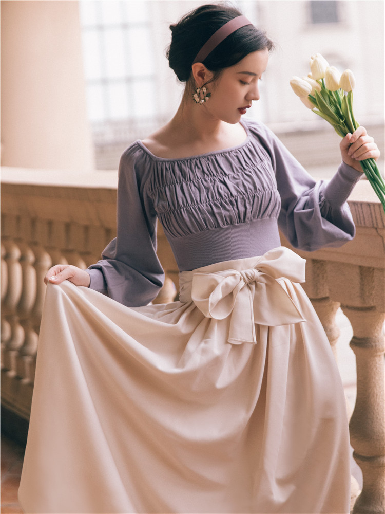 ICHOIX Đầm Trắng Kiểu Pháp Phong Cách Hepburn Mới 2022 Đầm Dài Tay Váy Cổ  Tích Dài Trung Bình Cho Nữ  MixASale