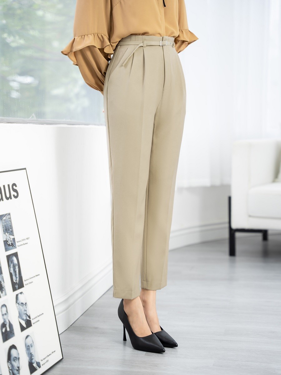 Quần Âu Nữ Baggy Lưng Cao Cạp Liền