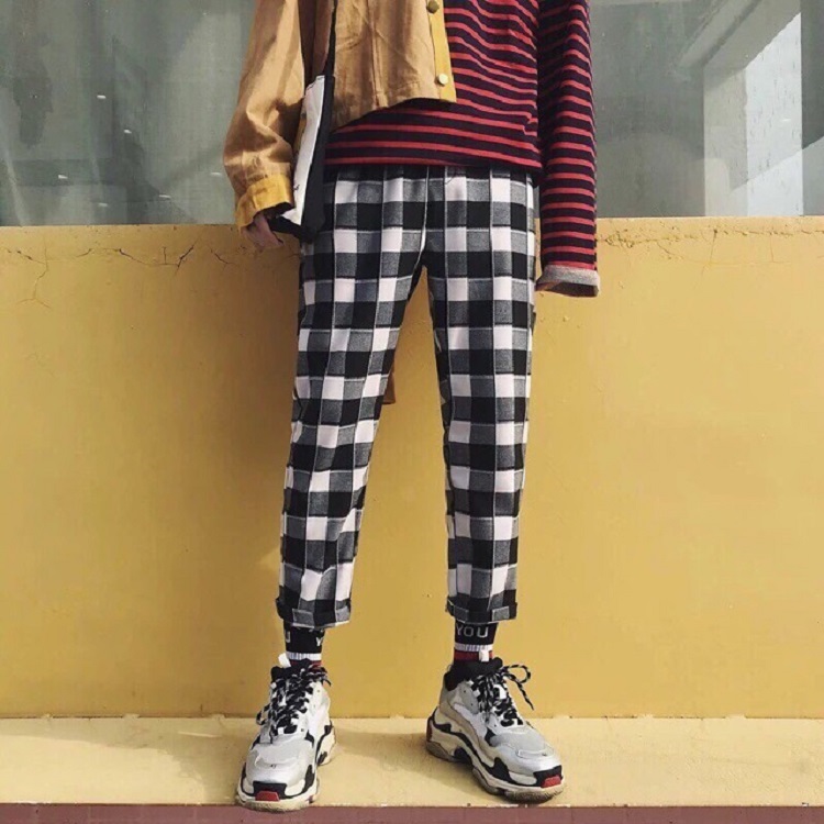 phối đồ với quần caro nam