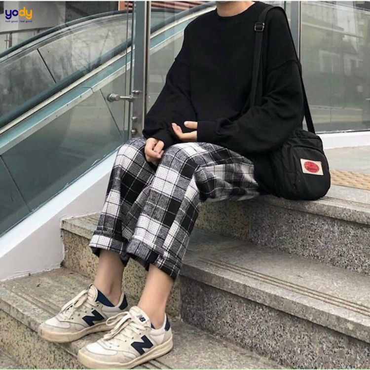 Quần caro phối với giày gì