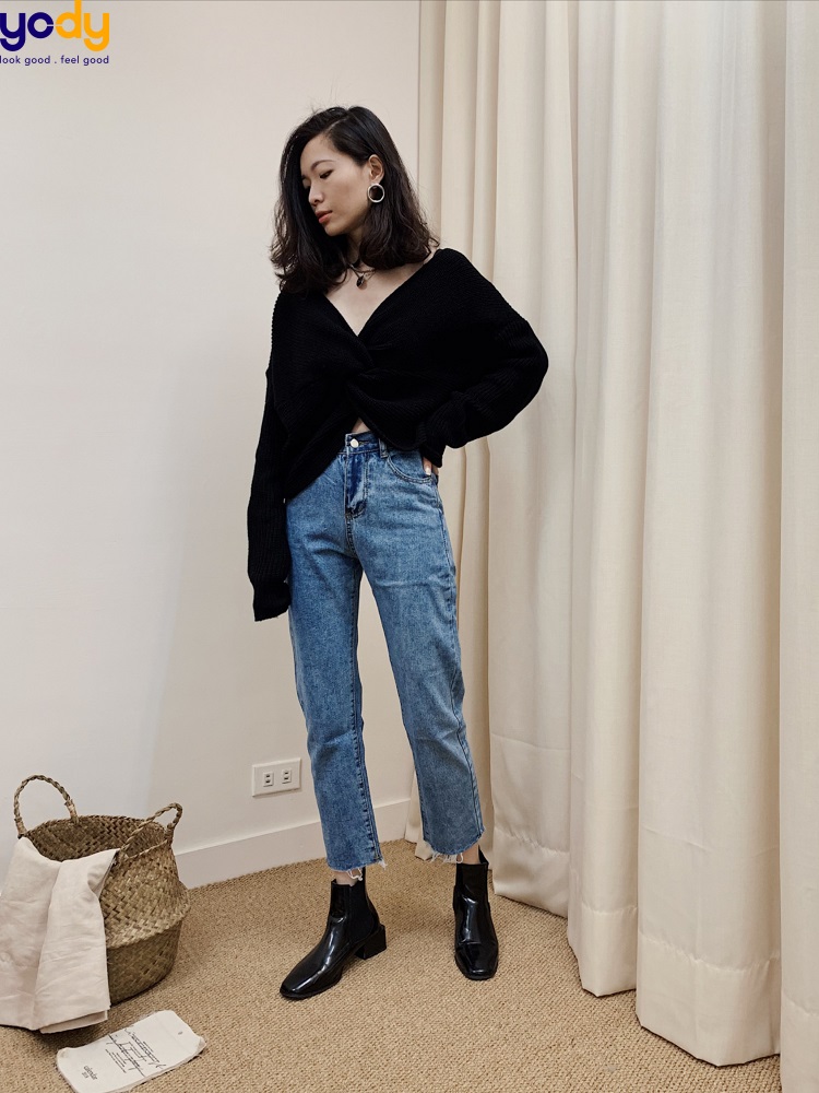 Quần jean skinny nữ với áo len