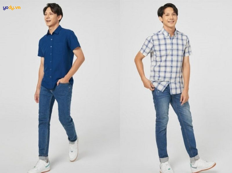 Mix quần jean nam trung niên với sơ mi tay ngắn