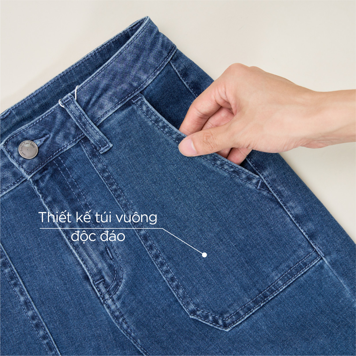 Quần Jeans Nữ Skinny Túi Vuông Co Giãn 4 Chiều