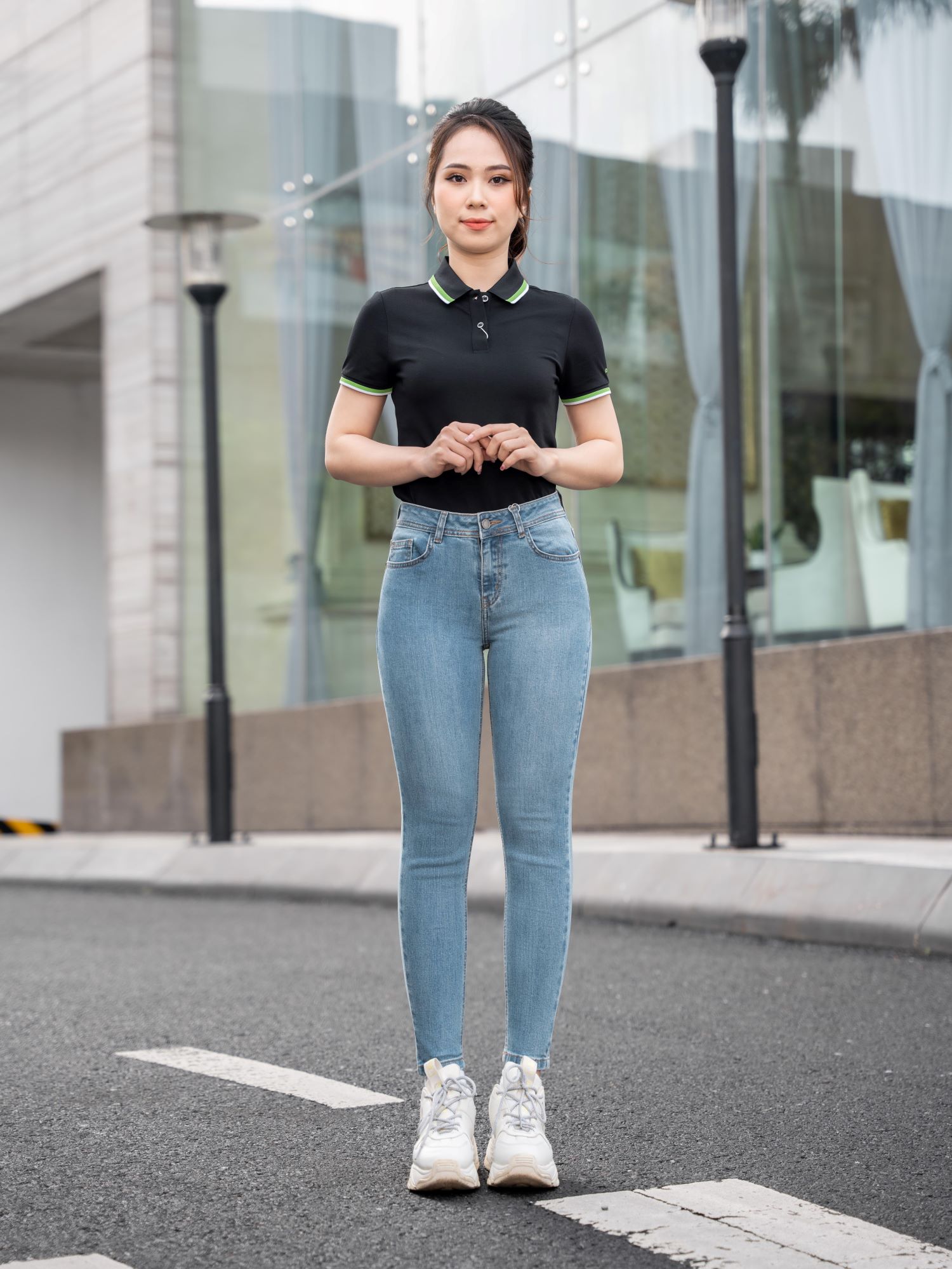 Quần Jeans Nữ Dáng Boy Lưng Thấp Vải Mềm Thoáng Khí