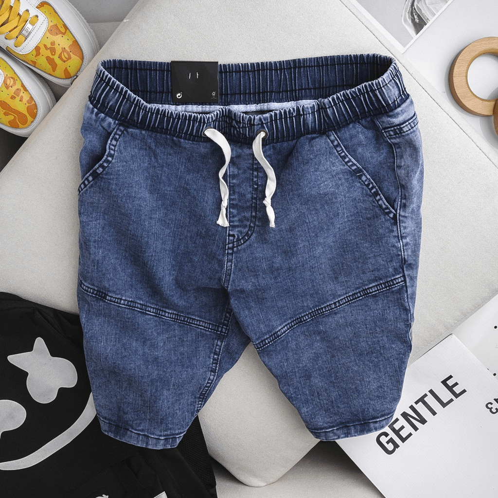 quần short jean nam cạp chun
