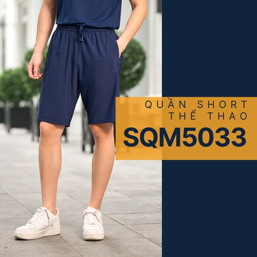 Quần short nam thể thao in sườn