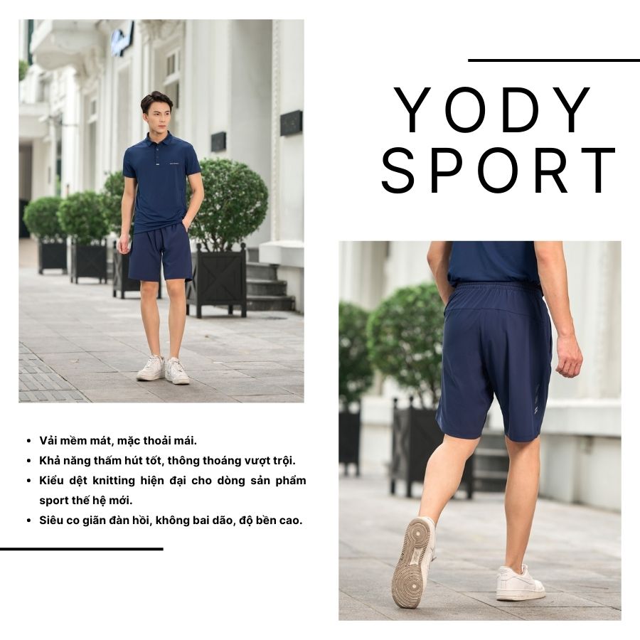 Quần short nam thể thao in sườn