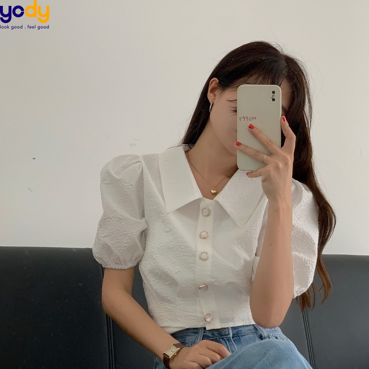 Sơ mi trắng tay phồng nữ