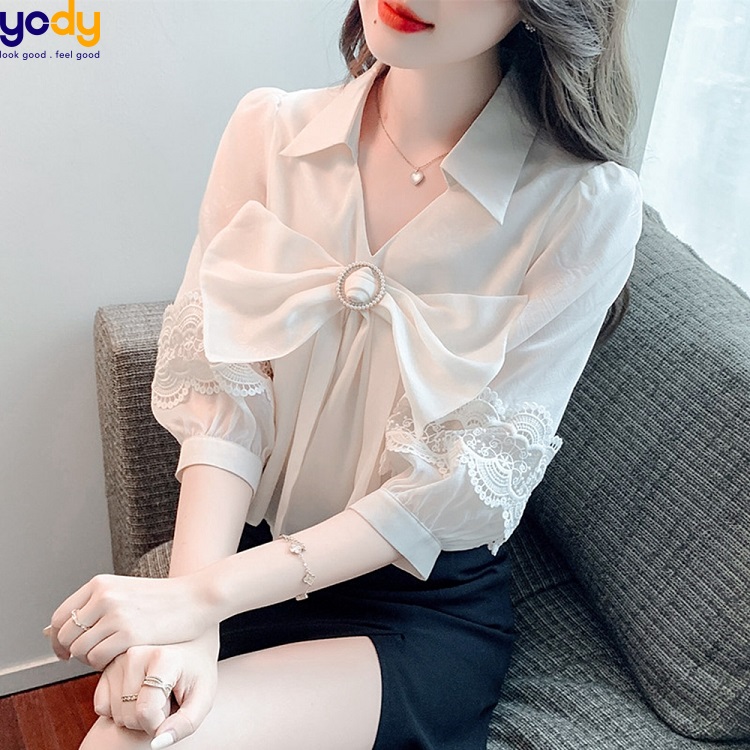 Áo Sơ Mi Nữ Cúc Sau Lưng YODY  Áo Croptop Dáng Sơ Mi Đai Nơ Chất Lụa Hàn  Sành Điệu SMN3480  khuyến mãi giá rẻ chỉ 244500 đ  Giảm giá mỗi ngày