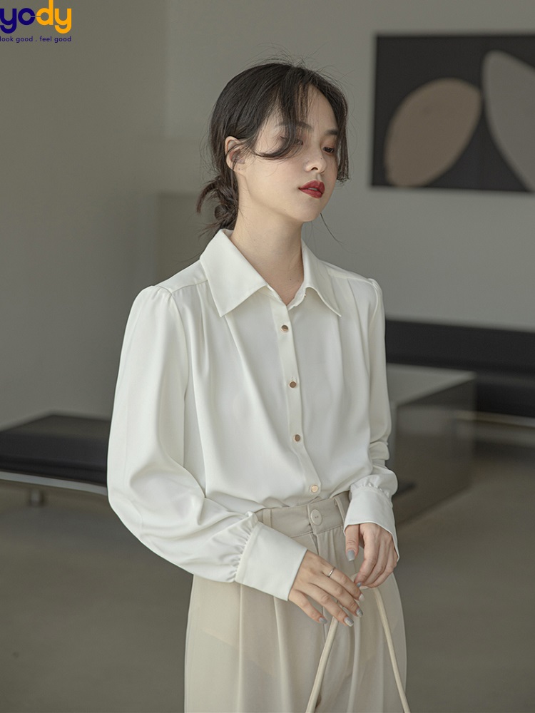 Sơ mi nữ trắng tay dài thanh lịch