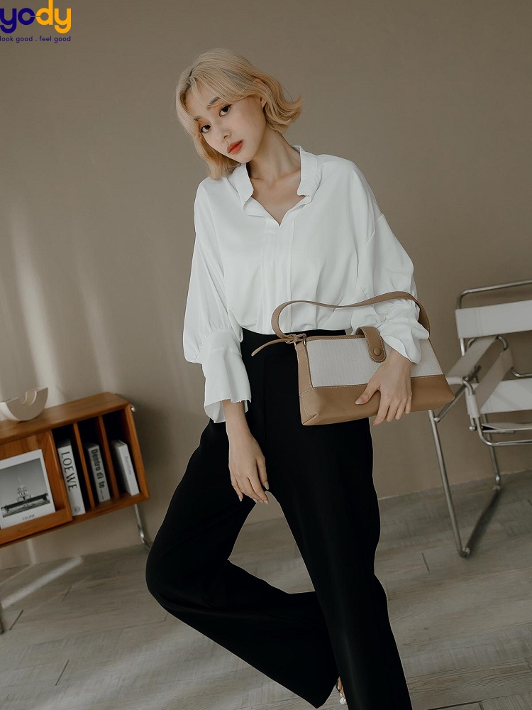 Áo sơ mi trắng nữ phối với quần âu