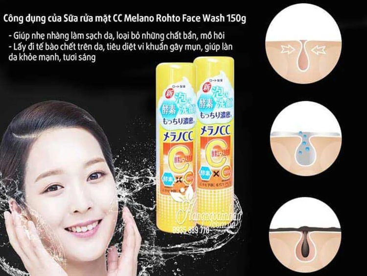Sữa rửa mặt làm trắng da Rohto Melano CC Vitamin C Cleansing Gel