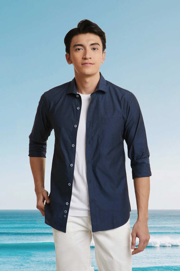 Áo sơ mi xanh navy nam tính
