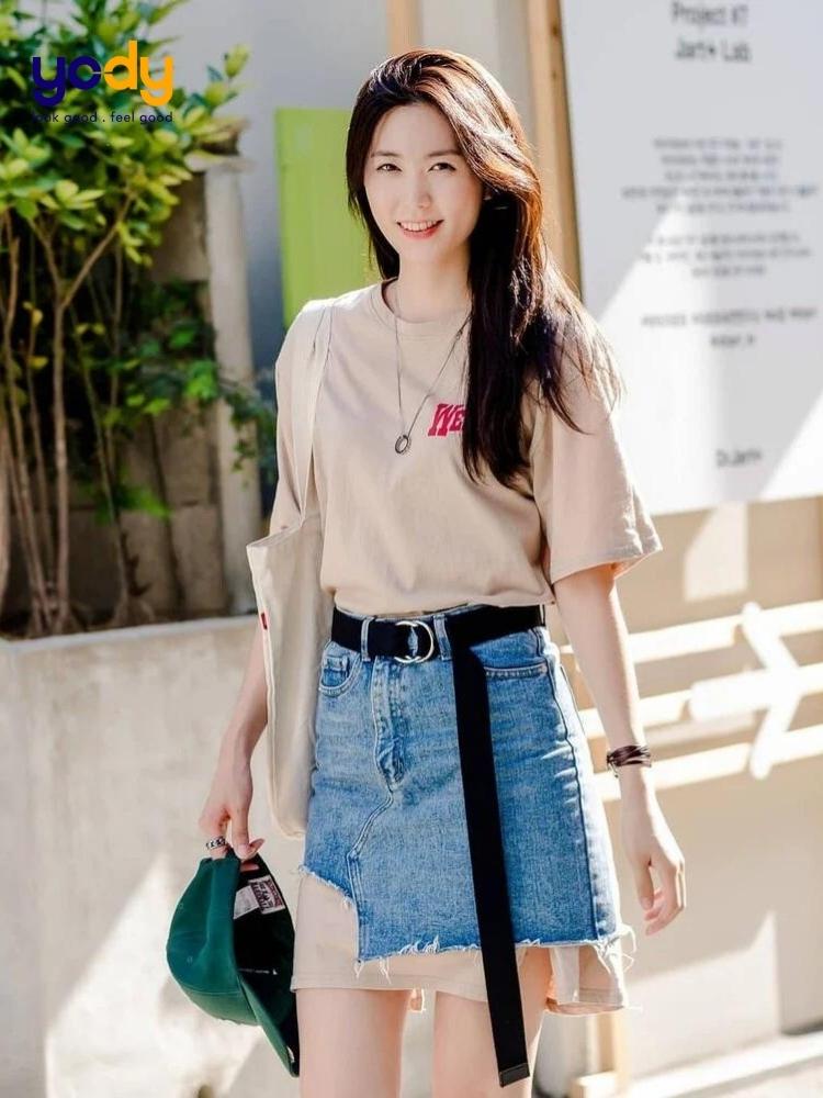 Váy sơ mi nữ dáng ulzzang cộc tay, kiểu đầm dự tiệc đi biển dáng suông trơn  cúc gỗ viền chỉ nổi chất đũi