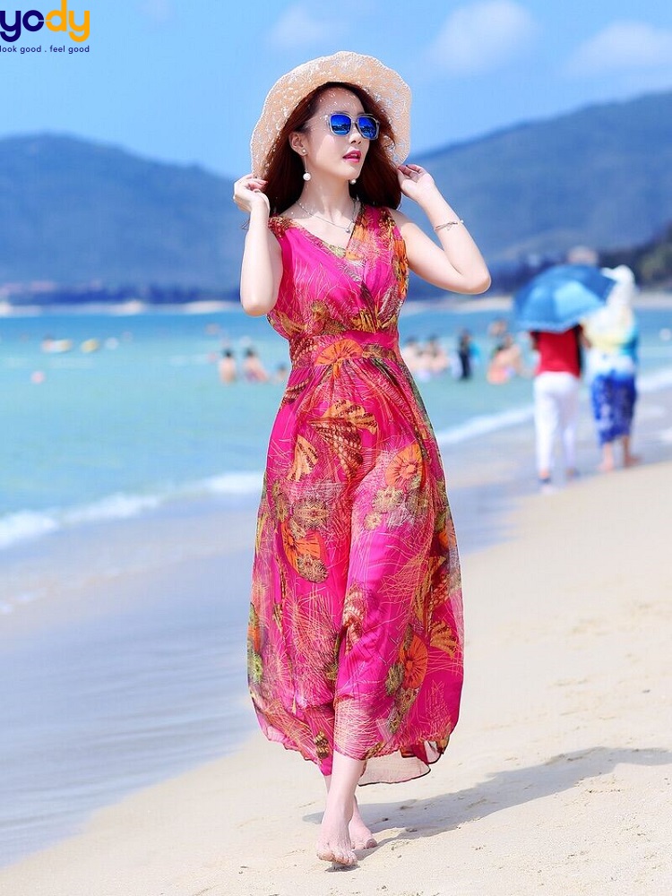 đầm maxi hồng cánh sn