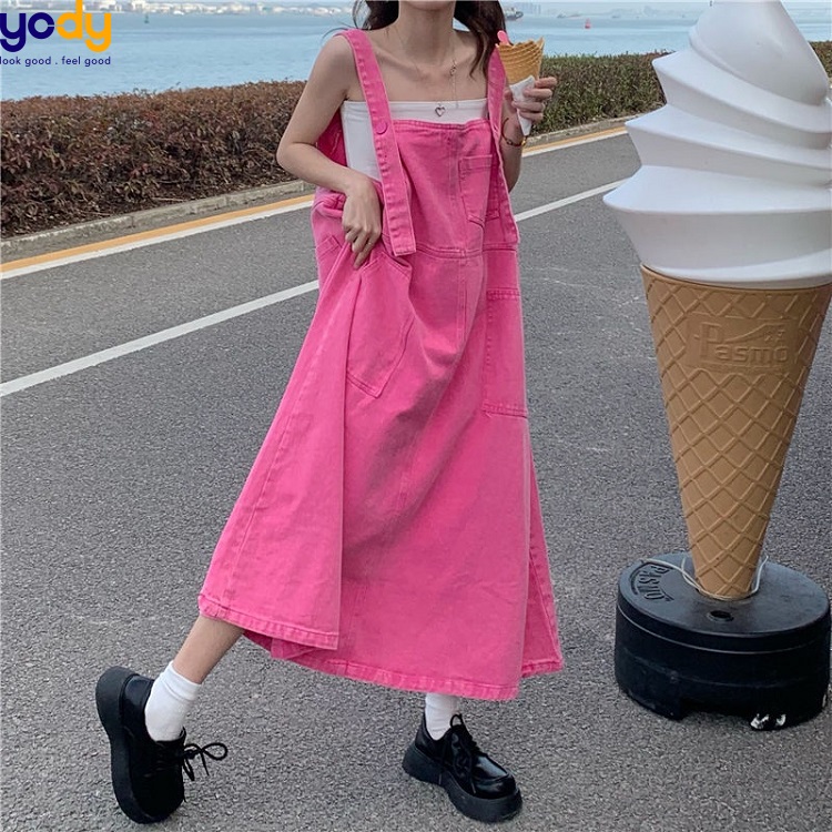 đầm yếm hồng cánh sen