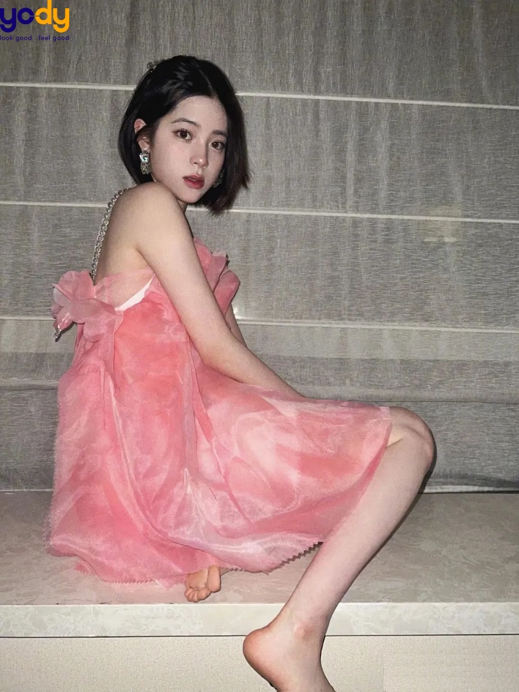 Đầm babydoll hồng cánh sen