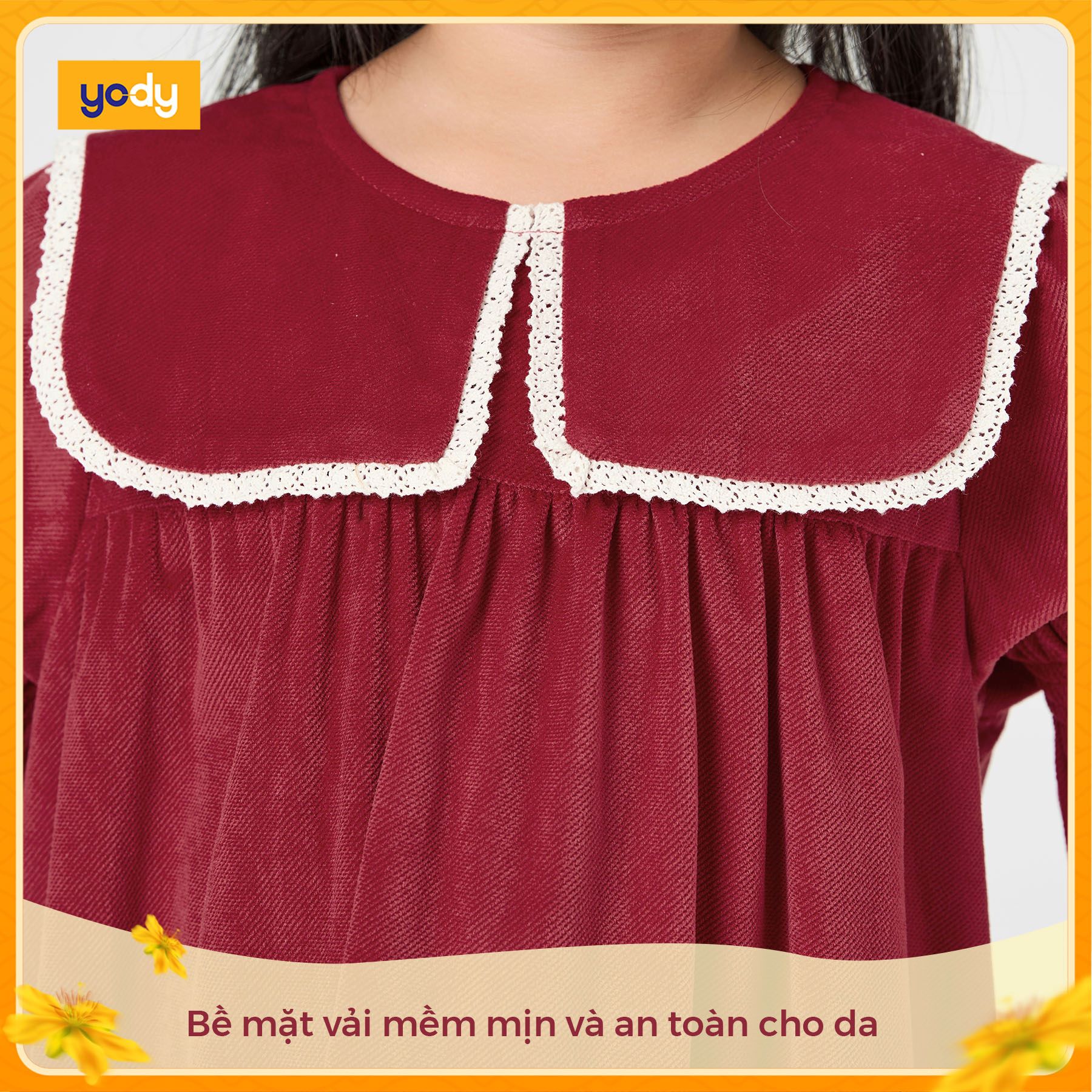 Váy Đông Trẻ Em Ren Cổ