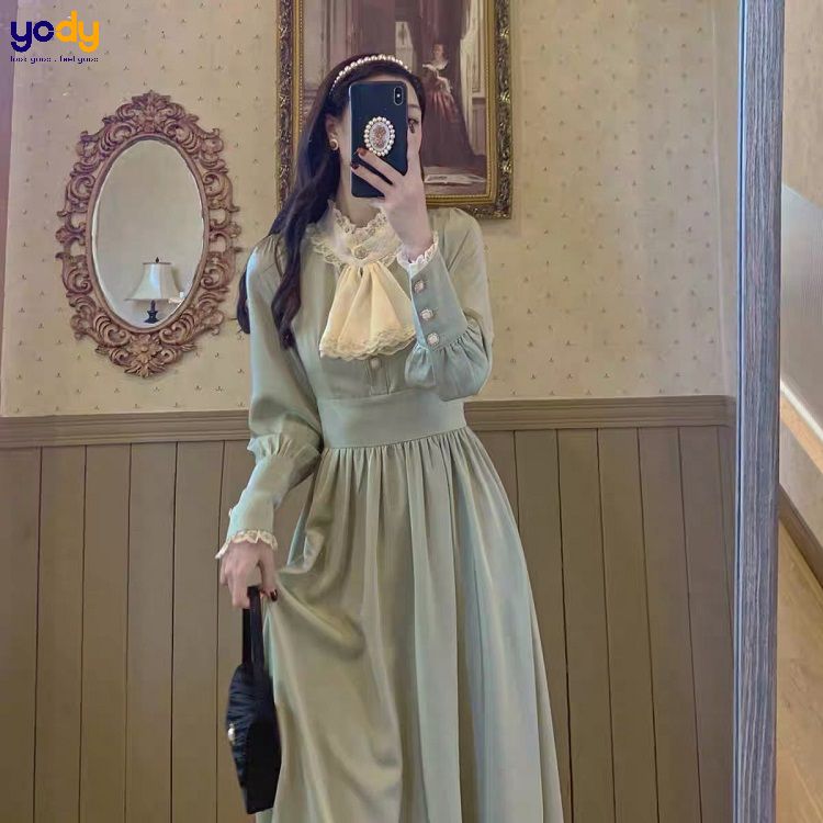 M16 - Đầm tiểu thư Ulzzang nhúng bèo thêu hoa phong cách cổ điển vintage có  Bigsize - Đầm dự tiệc | ThờiTrangNữ.vn