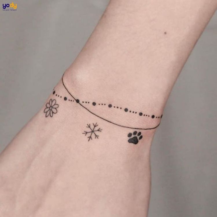 Hình xăm dán tattoo vòng tay họa tiết YHB22