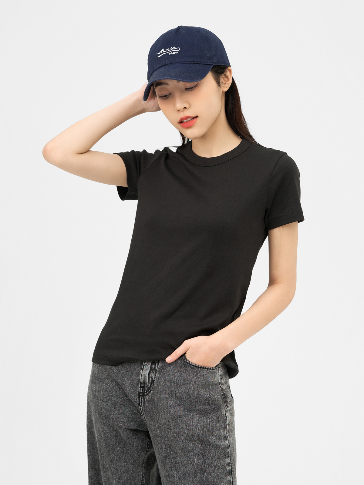 t-shirt-nu-co-ban-cotton-double-face