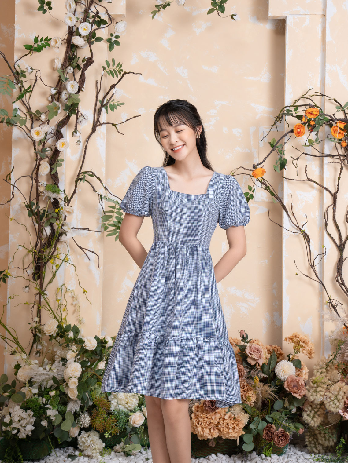 vay-xoe-co-vuong-hoa-tiet-ke-gingham