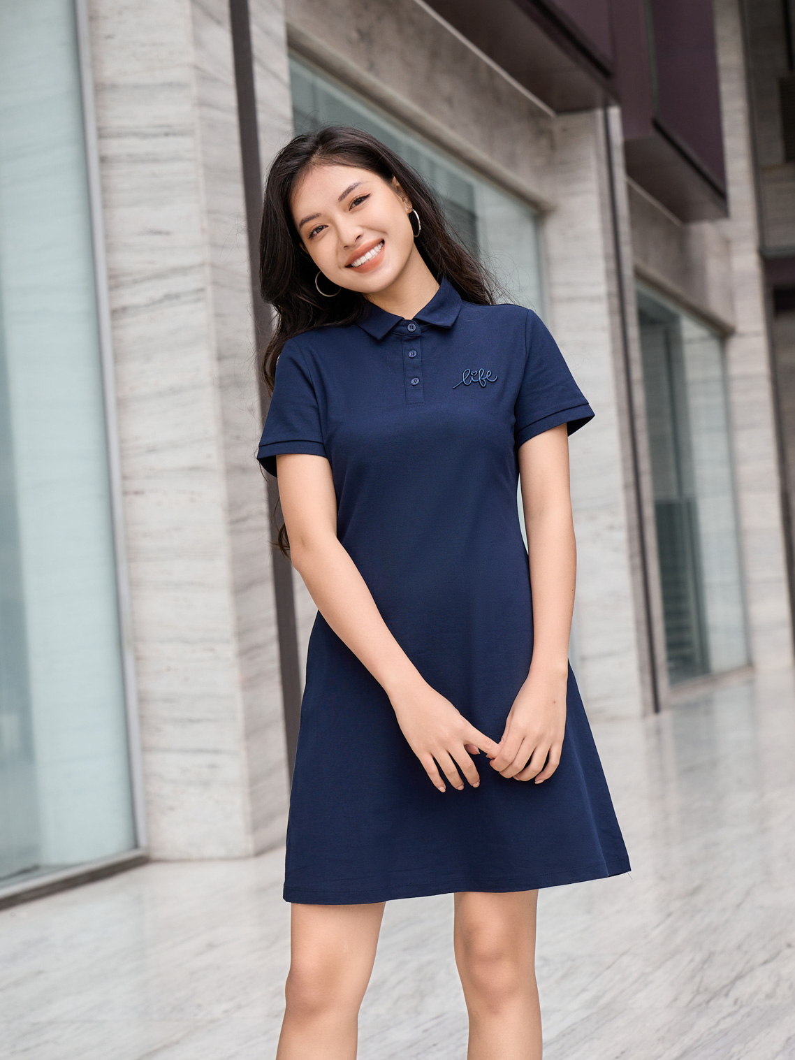 Mua Đầm Polo YODY Suông Thể Thao Kẻ Ngang Co Dãn Và Thấm Hút Tốt VTN3082   Tiki