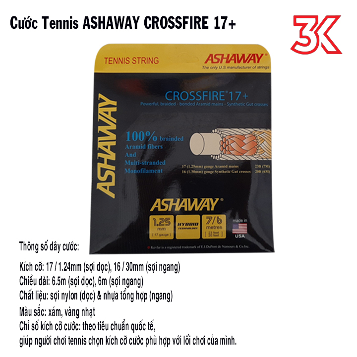 Dây Cước Vợt Tennis Ashaway Crossfire 17 (Loại 2 sợi)