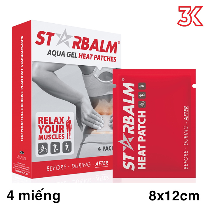 Miếng dán nhiệt Starbalm Aqua Gel Heat Patches Hộp 4 miếng [Siêu Sale] [FreeShip] [Chính hãng]