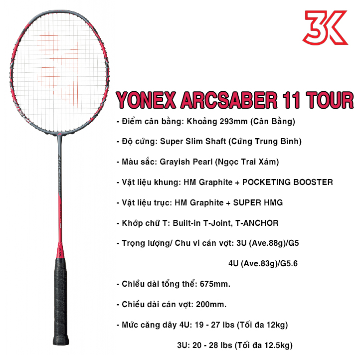 Vợt Cầu Lông Yonex Arcsaber 11 Tour 1 khung vợt 1 túi [Chính hãng][bảo hành 3T]
