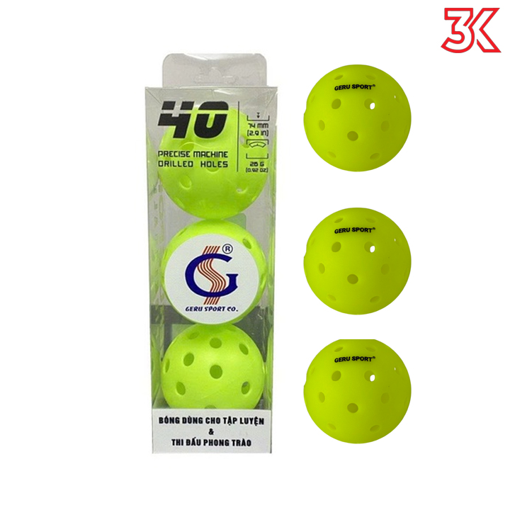 Bóng Pickleball tập luyện thi đấu Geru (hộp 3 quả)