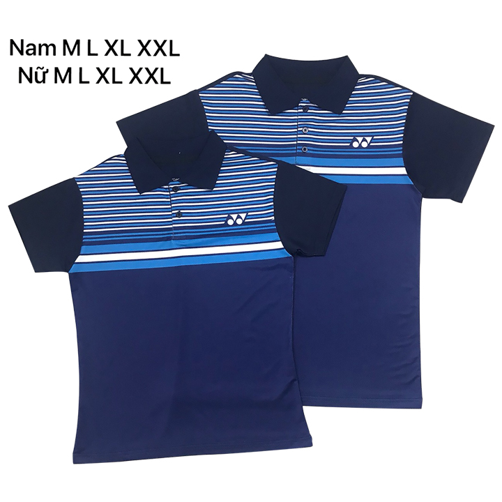 Áo thun cầu lông yonex cổ bẻ 2019 Nam nữ Xanh dương
