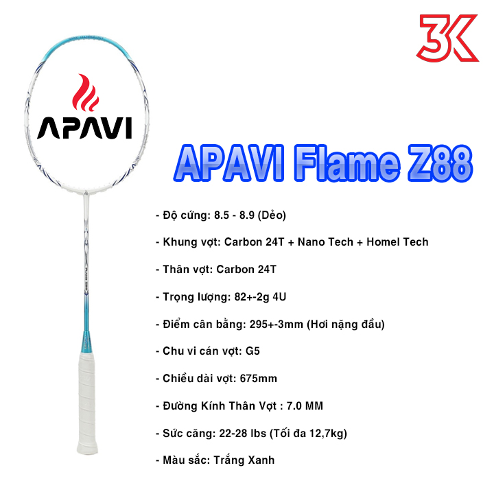 Vợt cầu lông Apavi Flame Z88 1 khung vợt 1 túi [Chính hãng][bảo hành 3T]