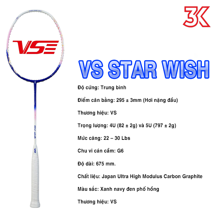 Vợt Cầu Lông VS Star Wish Full hộp Nội Địa [Chính hãng][bảo hành 3T]