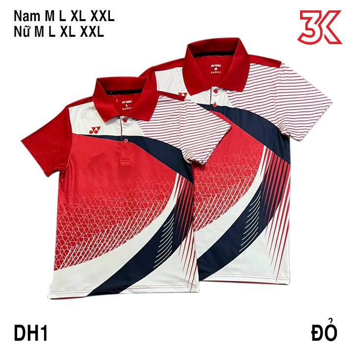 Áo cầu lông Yonex cổ bẻ  Nam Nữ mẫu DH1 Đỏ 1 Áo