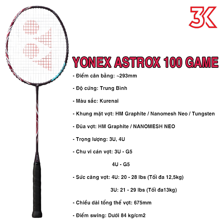 Vợt Cầu Lông Yonex Astrox 100 Game 1 khung vợt 1 túi [Chính hãng][bảo hành 3T]