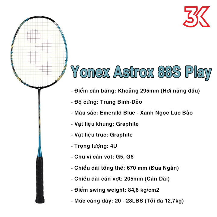 Vợt Cầu Lông Yonex Astrox 88S Play 1 khung vợt 1 túi [Chính hãng][bảo hành 3T]